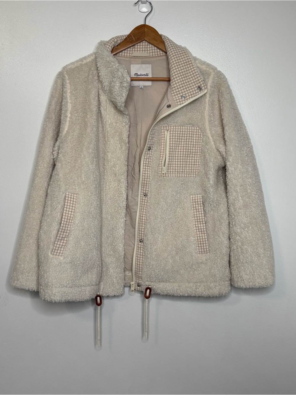 Madewell (Re)sourced Sherpa Zip Jacket Antique Cream Sz Medium